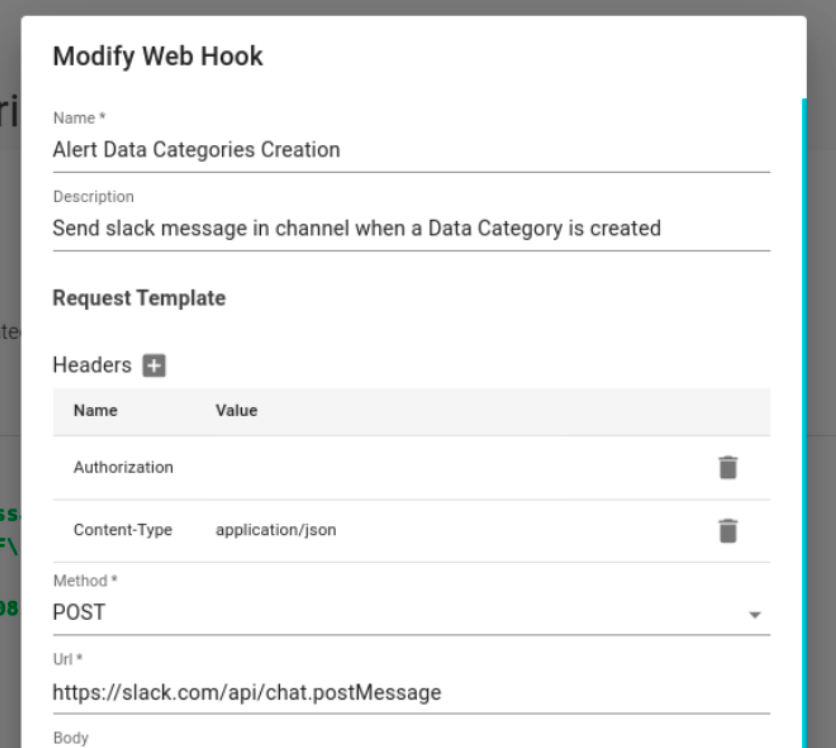 Web Hook Configuration