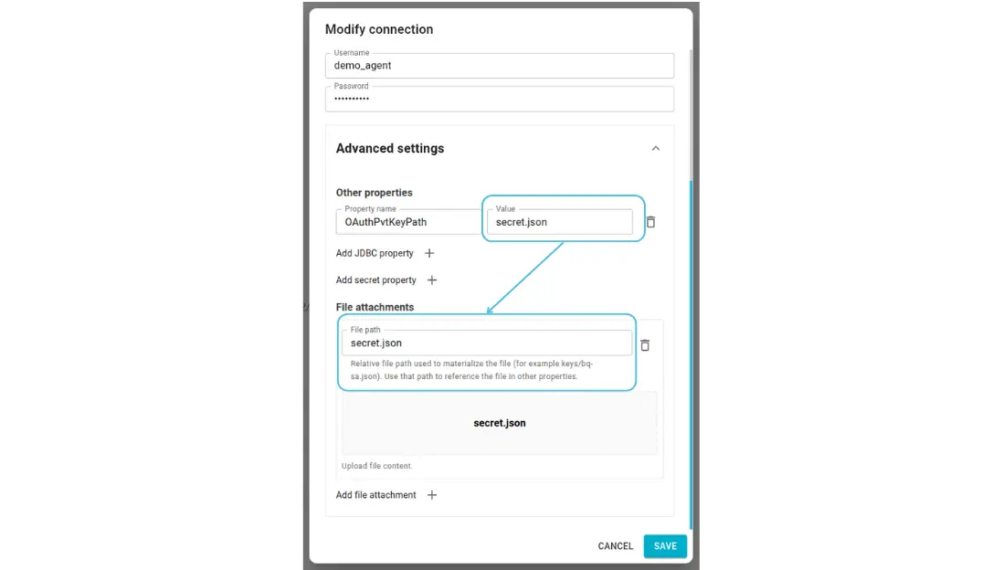Agent JDBC Connection File