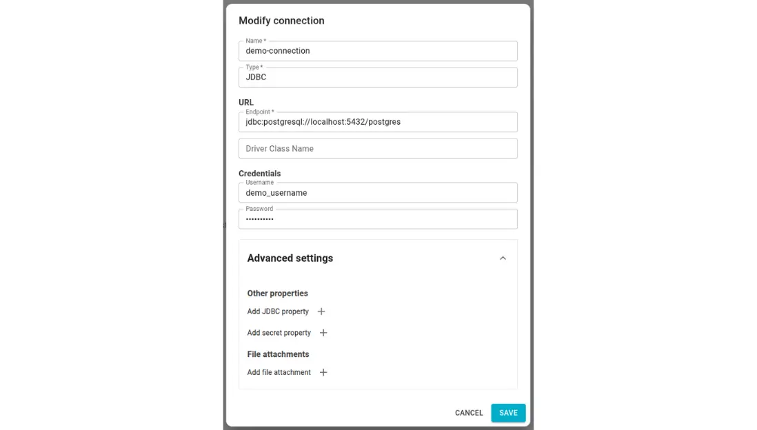 Agent JDBC Connection Properties