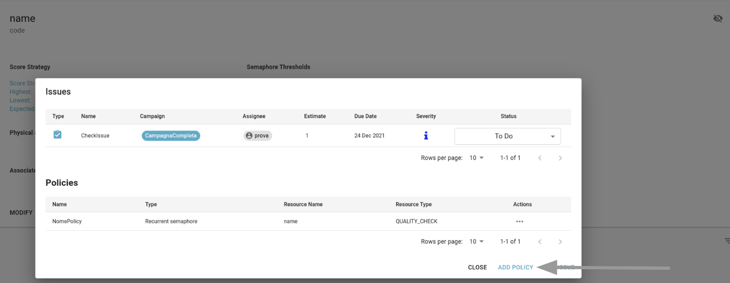 Issue Policies resource widget