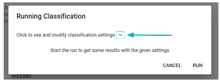 Classification task launch modal