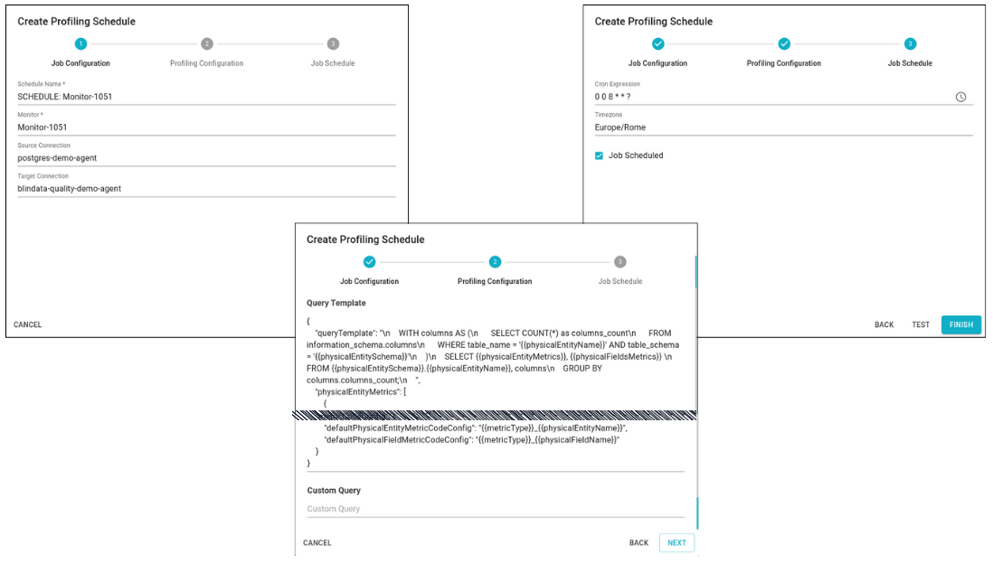 Monitor scheduling modal