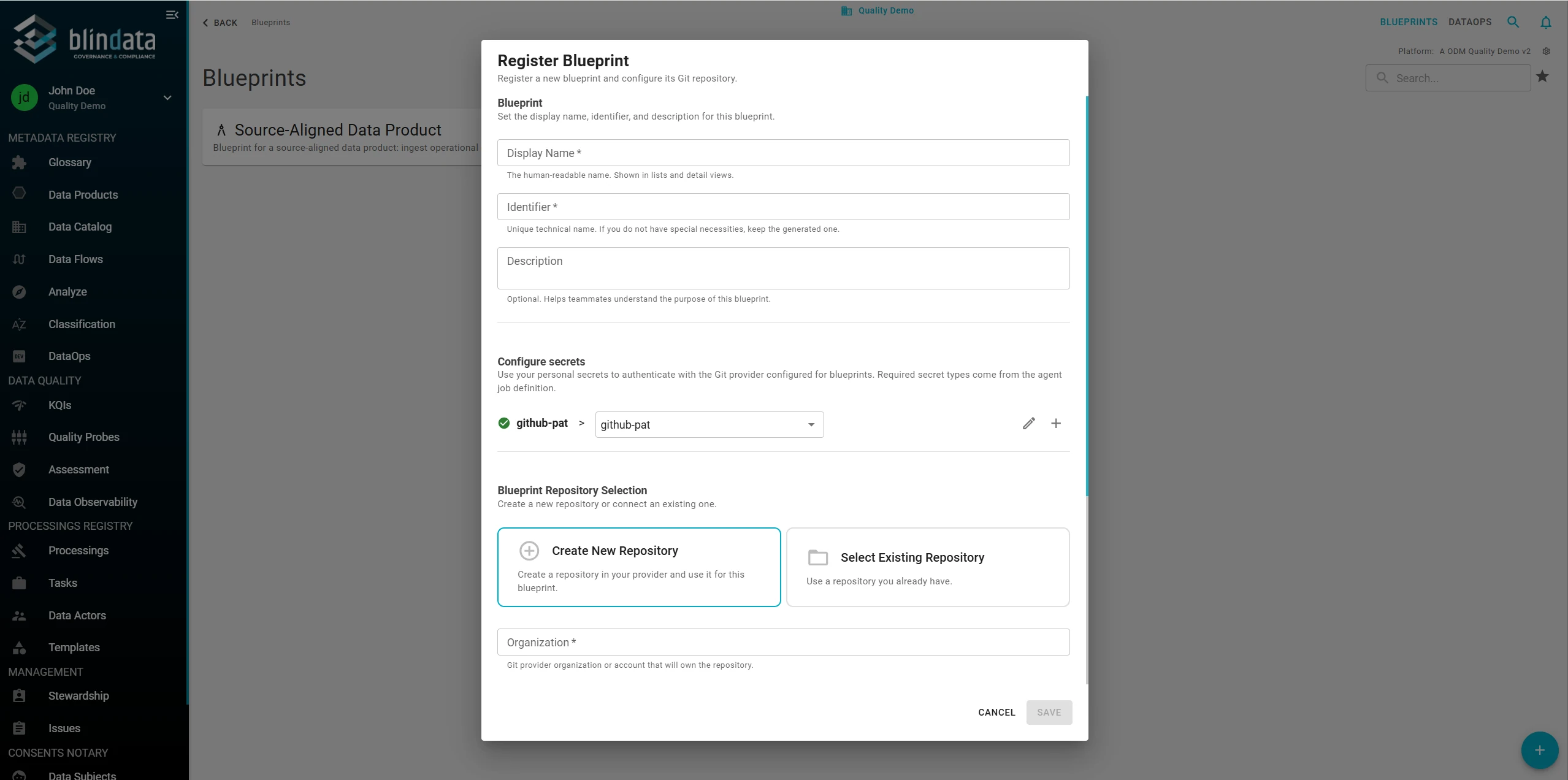 Register blueprint