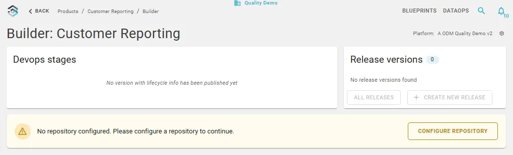 Builder with no repository configured