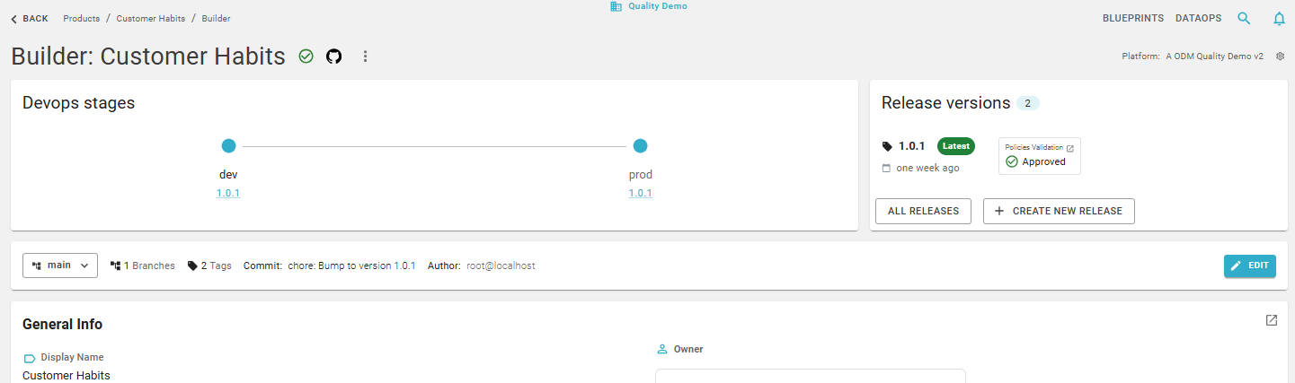 Builder release card and DevOps stages