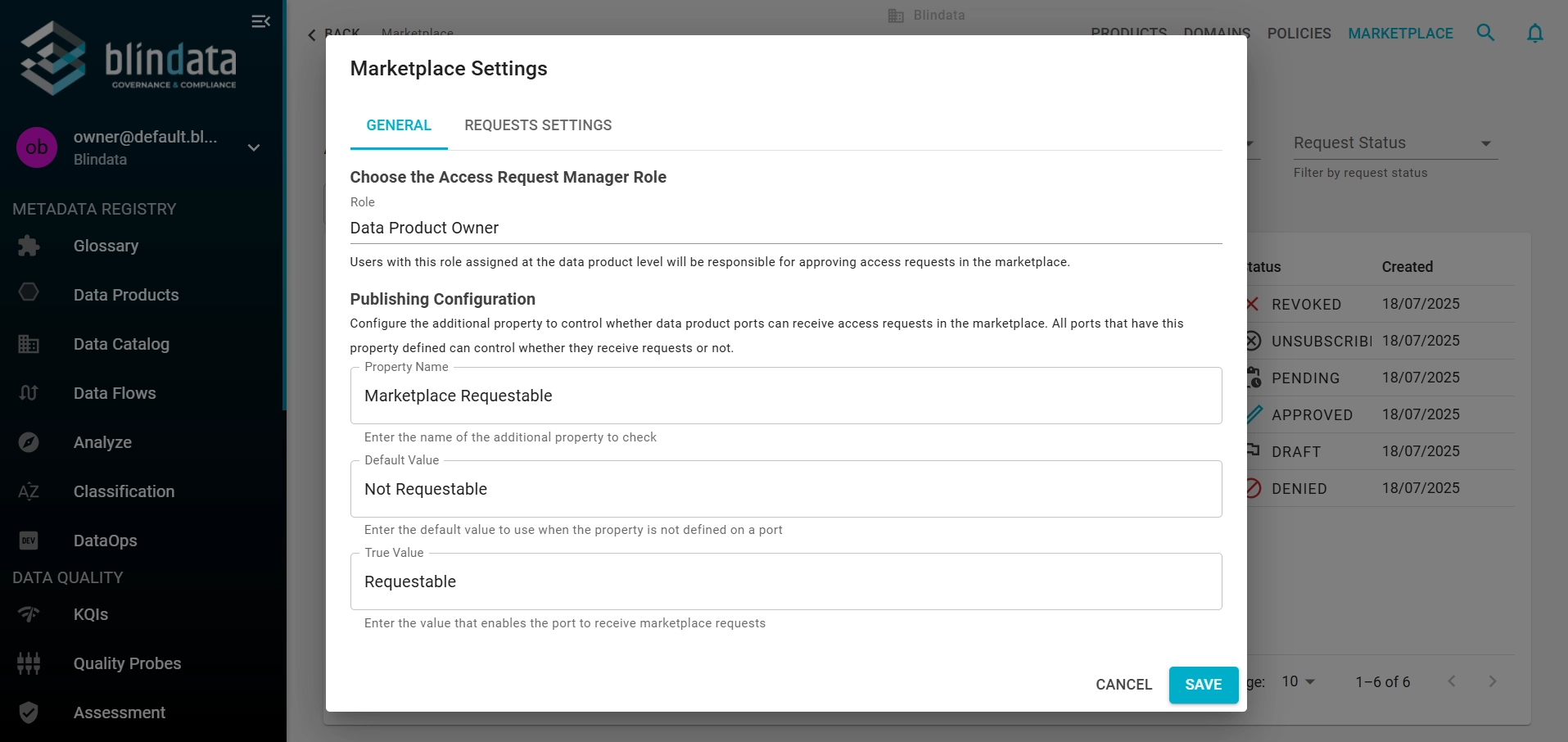 Access Request Publishing Configuration