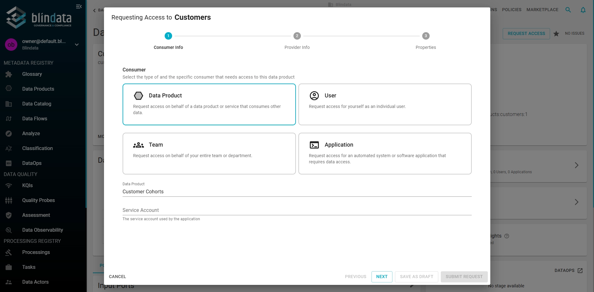 Access Request Modal - Consumer Info Step