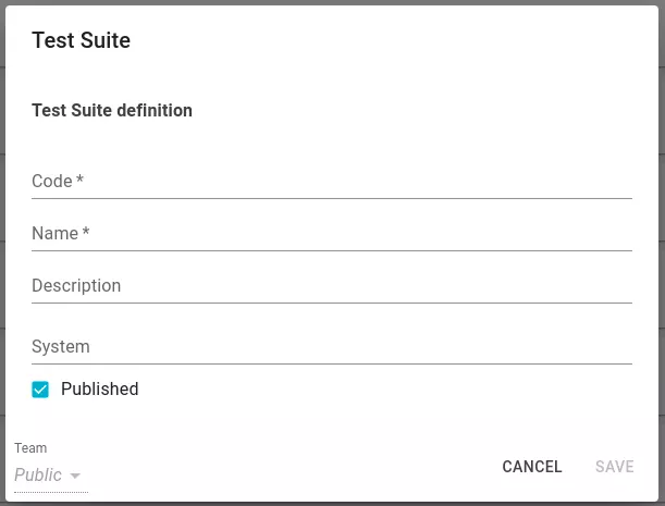 Quality Suite Definition Form