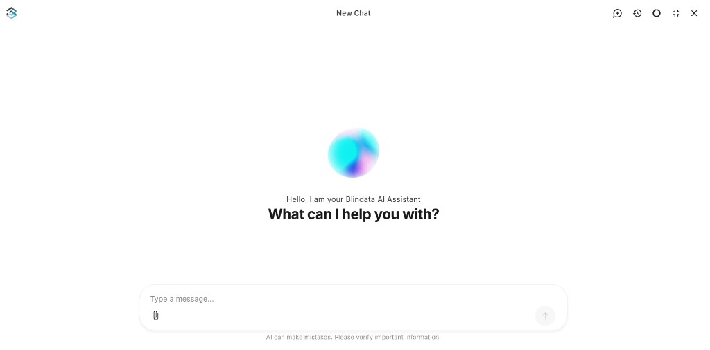 Blindata AI Assistant welcome screen