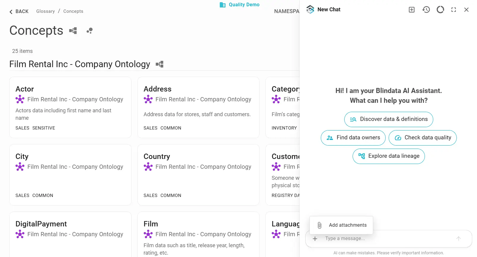 Attach supporting files to the Blindata AI Assistant