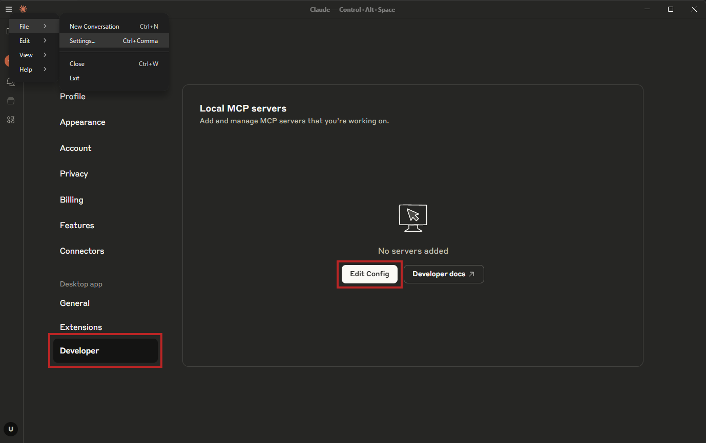 Cursor Settings Menu