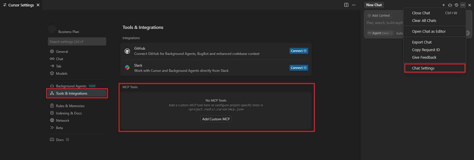 Cursor Settings Menu