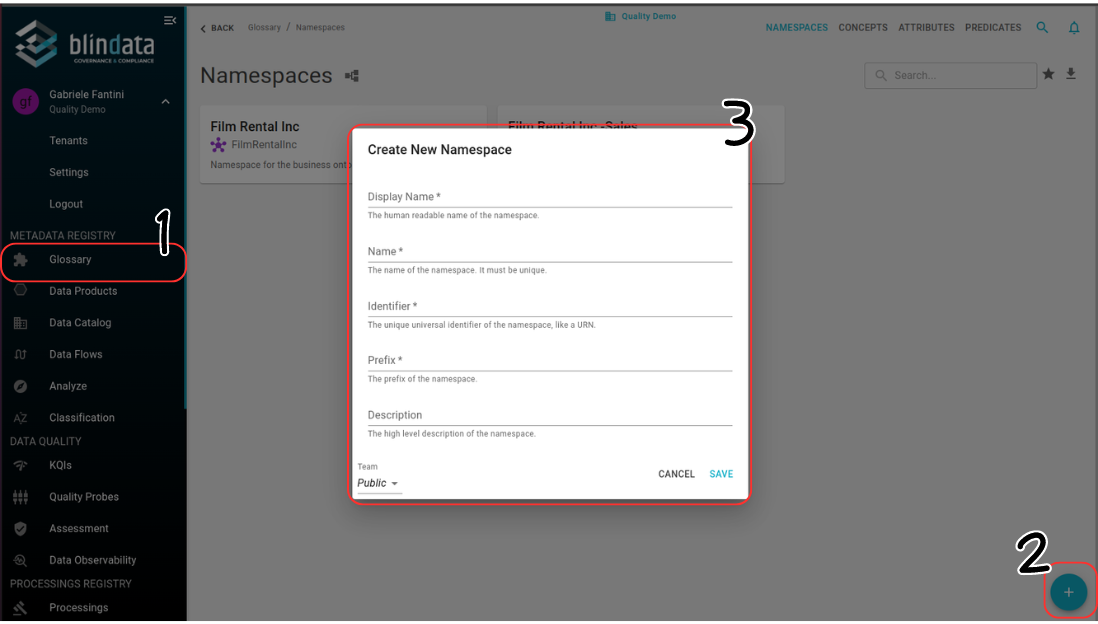 How to create a Namespace