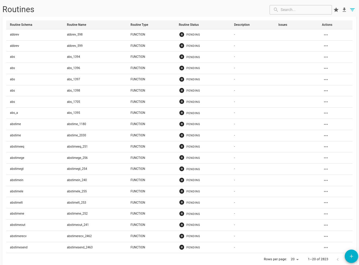 System routines list